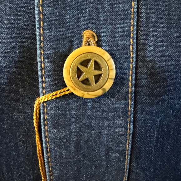 Men's Stubbs Western Wear Silky Denim Banded Collar Long Sleeve Shirt SZ L - Picture 4 of 7